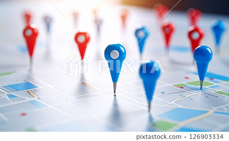 Business map with red and blue pins 126903334
