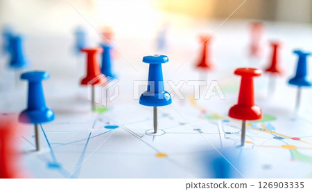 Business map with red and blue pins 126903335