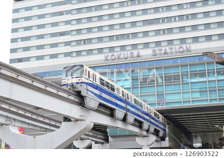 Monorail entering Kokura Station 126903522