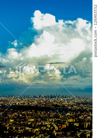 Distant view of downtown Osaka 126903552