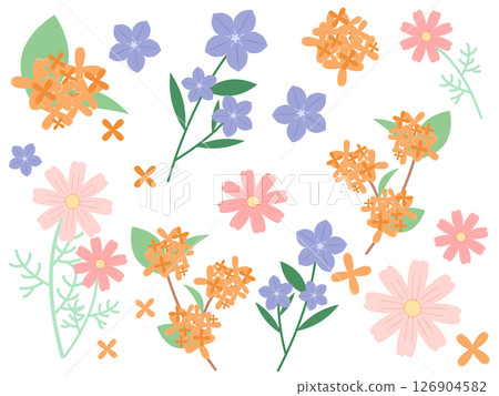 溫柔的秋天花卉插圖素材 126904582