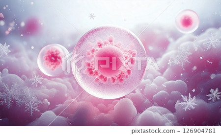3D illustration of egg freezing and stem cell cryopreservation Cell freezing Medical material 126904781