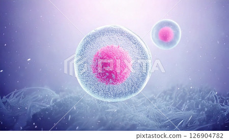 3D illustration of egg freezing and stem cell cryopreservation Cell freezing Medical material 126904782