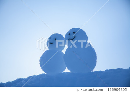 在一個多雪的領域的一個雪人 在一個多雪的領域的一個雪人 126904805