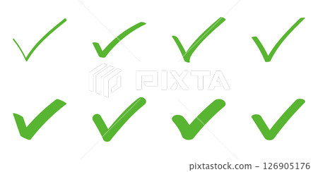 Check mark handwritten vector icon set yellow-green 126905176