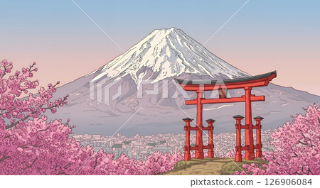 Coloring book Mount Fuji scenery 126906084