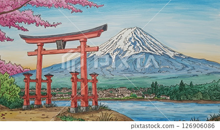 著色書富士山風景 126906086