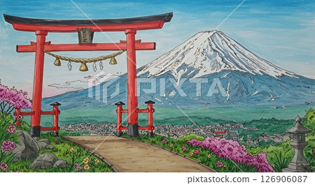 著色書富士山風景 著色書富士山風景 126906087