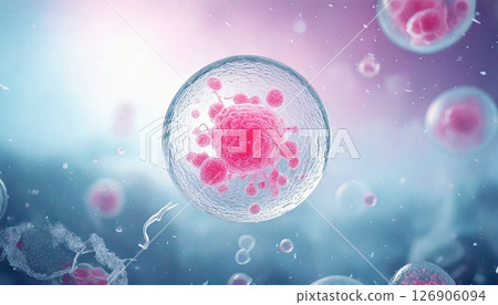 3D illustration of an egg and reproductive stem cell image Medical material 126906094
