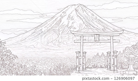 Coloring book Mount Fuji scenery Coloring book Mount Fuji scenery 126906097