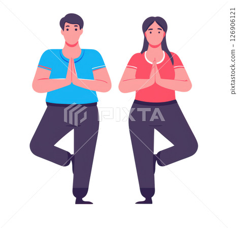 Yoga pose demonstrating balance and mindfulness. 126906121