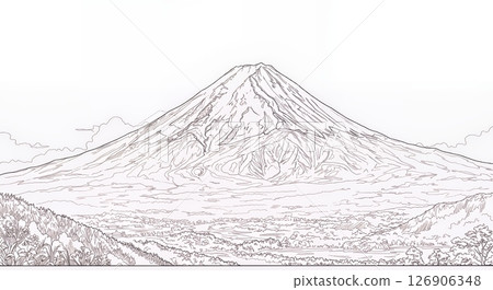 Coloring book Mount Fuji scenery 126906348