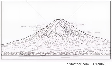 Coloring book Mount Fuji scenery 126906350