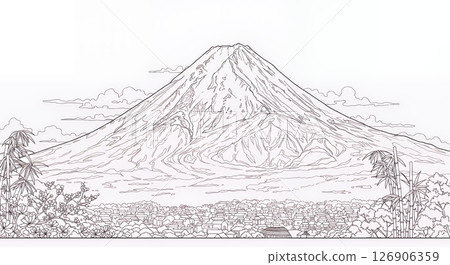 Coloring book Mount Fuji scenery 126906359