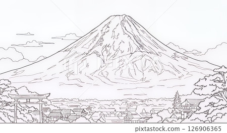 著色書富士山風景 126906365