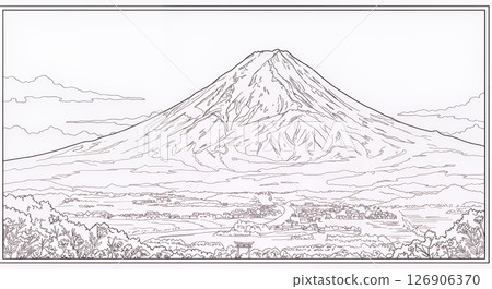Coloring book Mount Fuji scenery 126906370