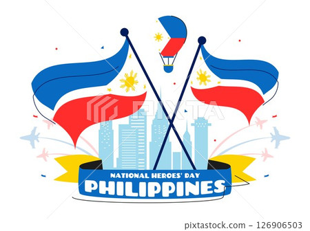 Philippines Heroes Day Vector Illustration to Commemorate and Honor National Heroes with a Waving Flag and Ribbon for a Patriotic Holiday Celebration Philippines Heroes Day Vector Illustration to Commemorate and Honor National Heroes with a Waving Flag and Ribbon for a Patriotic Holiday Celebration 126906503