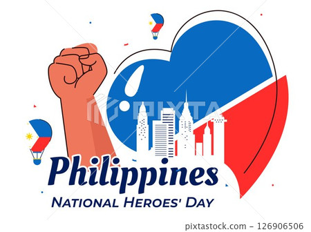 Philippines Heroes Day Vector Illustration to Commemorate and Honor National Heroes with a Waving Flag and Ribbon for a Patriotic Holiday Celebration Philippines Heroes Day Vector Illustration to Commemorate and Honor National Heroes with a Waving Flag and Ribbon for a Patriotic Holiday Celebration 126906506
