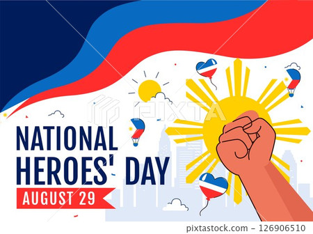 Philippines Heroes Day Vector Illustration to Commemorate and Honor National Heroes with a Waving Flag and Ribbon for a Patriotic Holiday Celebration Philippines Heroes Day Vector Illustration to Commemorate and Honor National Heroes with a Waving Flag and Ribbon for a Patriotic Holiday Celebration 126906510
