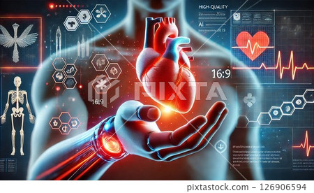 Heart in a man's hand representing cardiovascular health 126906594