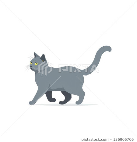 行走的 Chartreux 貓圖示插圖 行走的 Chartreux 貓圖示插圖 126906706