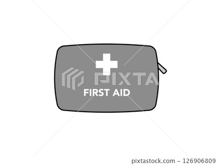 Illustration of a first aid kit pouch, front Illustration of a first aid kit pouch, front 126906809