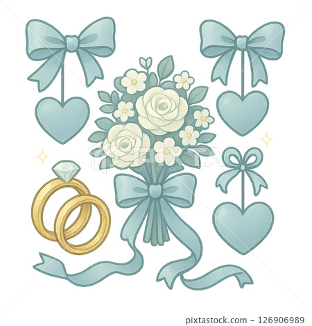 六月新娘：淡藍色婚禮主題的可愛裝飾 126906989