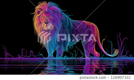 霓虹獅子散發著帝王般的氣勢 霓虹獅子散發著帝王般的氣勢 126907101