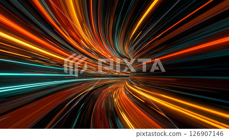 A futuristic space sucked into a vortex of light 126907146