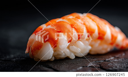 Macro shot of exquisite shrimp sushi 126907245