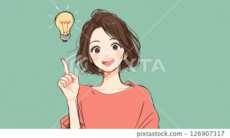 一位充滿靈感的微笑日本女性的插圖 126907317