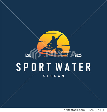 water sport jet ski logo design extreme ocean sport with simple concept black silhouette and vintage retro water racing illustration template symbol water sport jet ski logo design extreme ocean sport with simple concept black silhouette and vintage retro water racing illustration template symbol 126907411