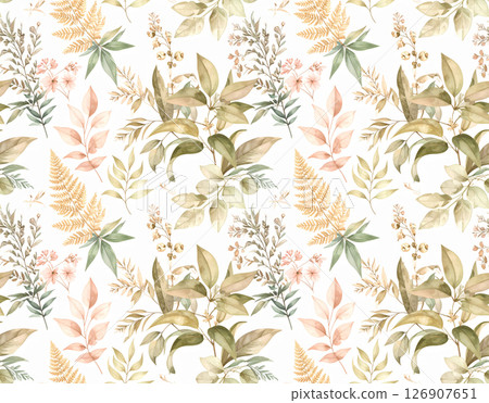 Plant leaves watercolor background Plant leaves watercolor background 126907651