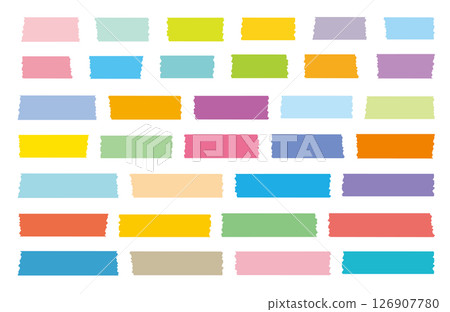 美紋膠帶紙膠帶彩色蠟筆設定向量 126907780