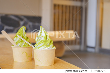 Shizuoka Ito Green Tea Soft Serve Ice Cream Shizuoka Ito Green Tea Soft Serve Ice Cream 126907789