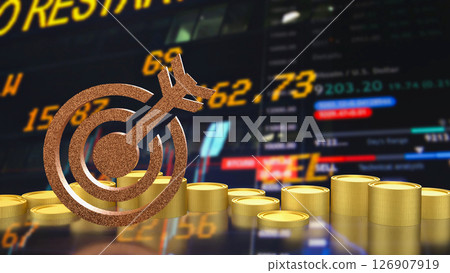 The Blue eye target and gold coins for Business concept 3d Rendering. 126907919