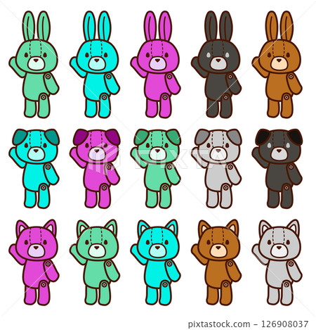 Adorable stuffed animal set Animal Cute Black Grey Brown Purple Mint Adorable stuffed animal set Animal Cute Black Grey Brown Purple Mint 126908037