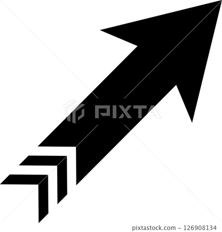 黑色 V 形條紋尾部，帶有向上的對角線箭頭 126908134