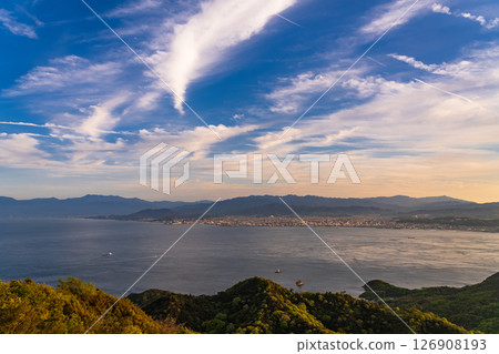 《Ehime Prefecture》Sunset over the Kurushima Straits and the view from Kirosan Observatory 126908193