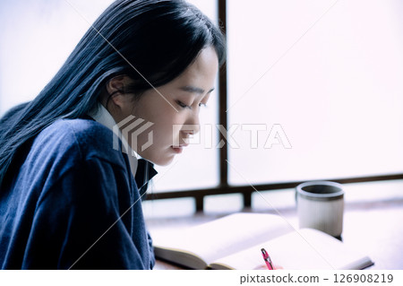 High school girl studying High school girl studying 126908219