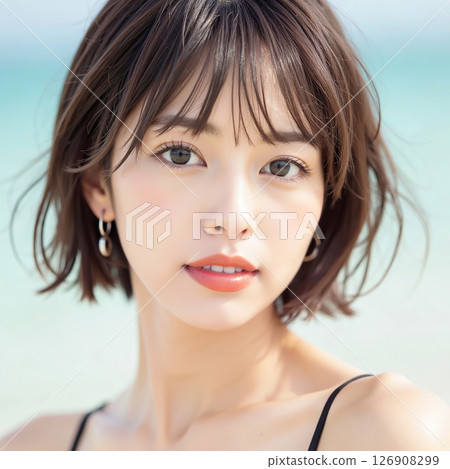 Beautiful woman with beautiful skin AI generated image 126908299