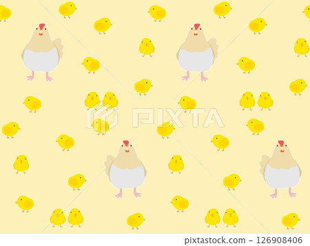 Chicken seamless pattern C-3' 126908406