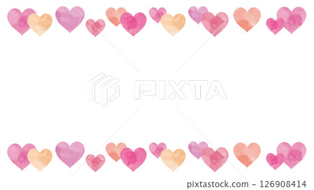 Watercolor heart frame top and bottom vector Watercolor heart frame top and bottom vector 126908414