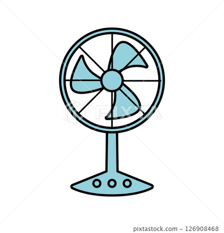 Simple vector illustration of a desk fan (blue) | Fan, fan, home appliance, coolness, air cooler 126908468