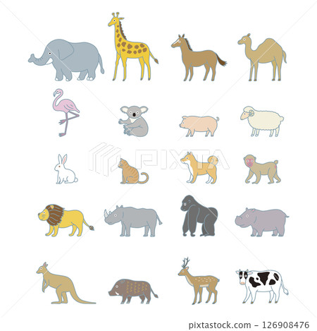 風景簡單動物插圖集 風景簡單動物插圖集 126908476