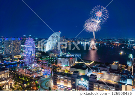 [Cityscape] Yokohama Port Opening Festival fireworks and Yokohama night view 126908486