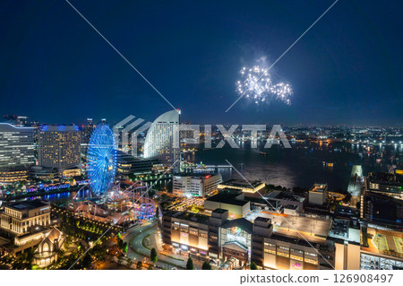 [城市景觀]橫濱開港節煙火及橫濱夜景 126908497