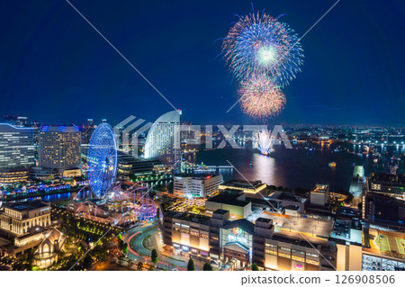 [城市景觀]橫濱開港節煙火及橫濱夜景 126908506