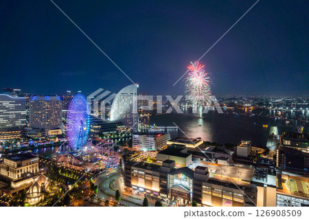 [Cityscape] Yokohama Port Opening Festival fireworks and Yokohama night view 126908509