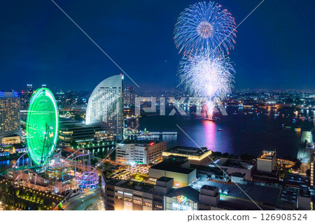 [城市景觀]橫濱開港節煙火及橫濱夜景 126908524